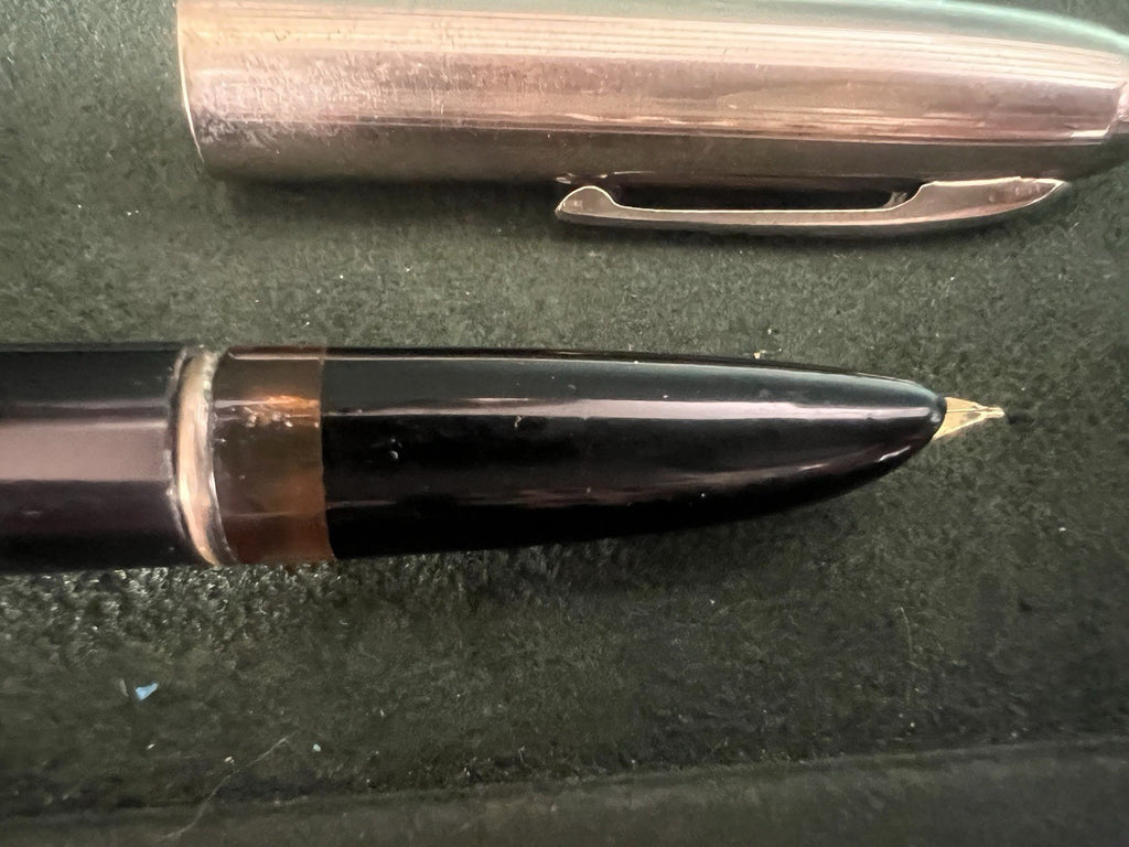 Ronson Stylo-Plume Stylo à Plume Sac À Pression Sphère Capuchons Or Vintage 50