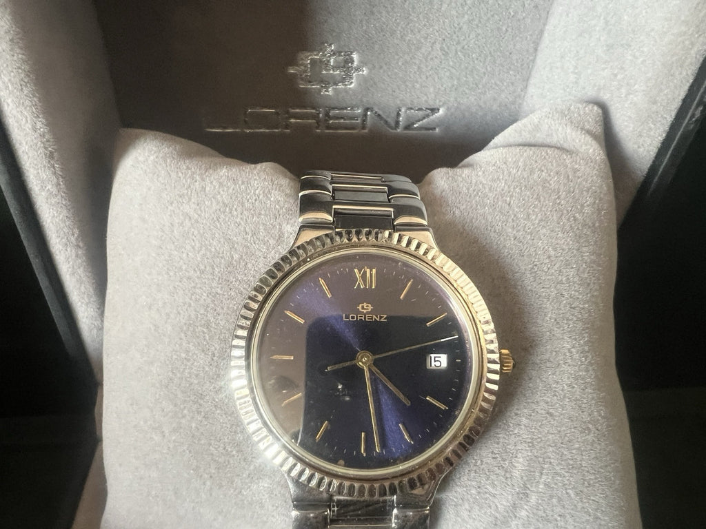 🔴 LORENZ orologio uomo quarzo 14560 blu cassa acciaio corona zaffiro cabochon