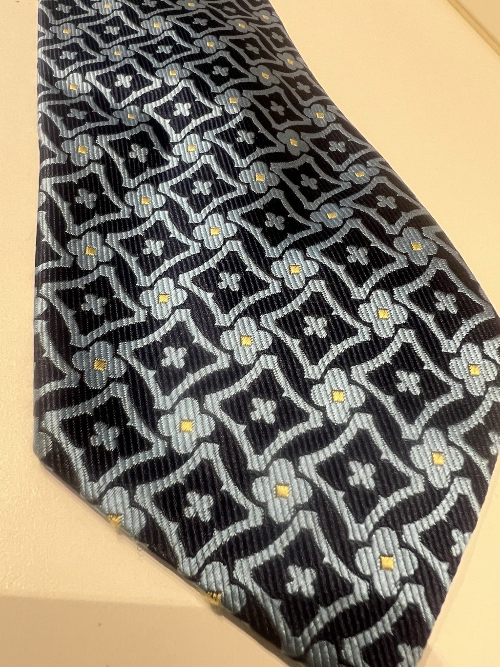 BALENCIAGA Men's Tie Blue Multicolor Elegant Pure Silk 
