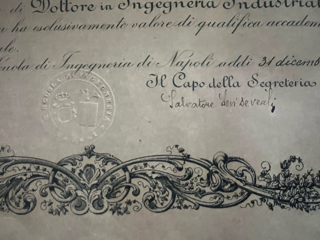 Regno Italie Diplôme Universitaire Ingénierie Vittorio Emanuele III 1924