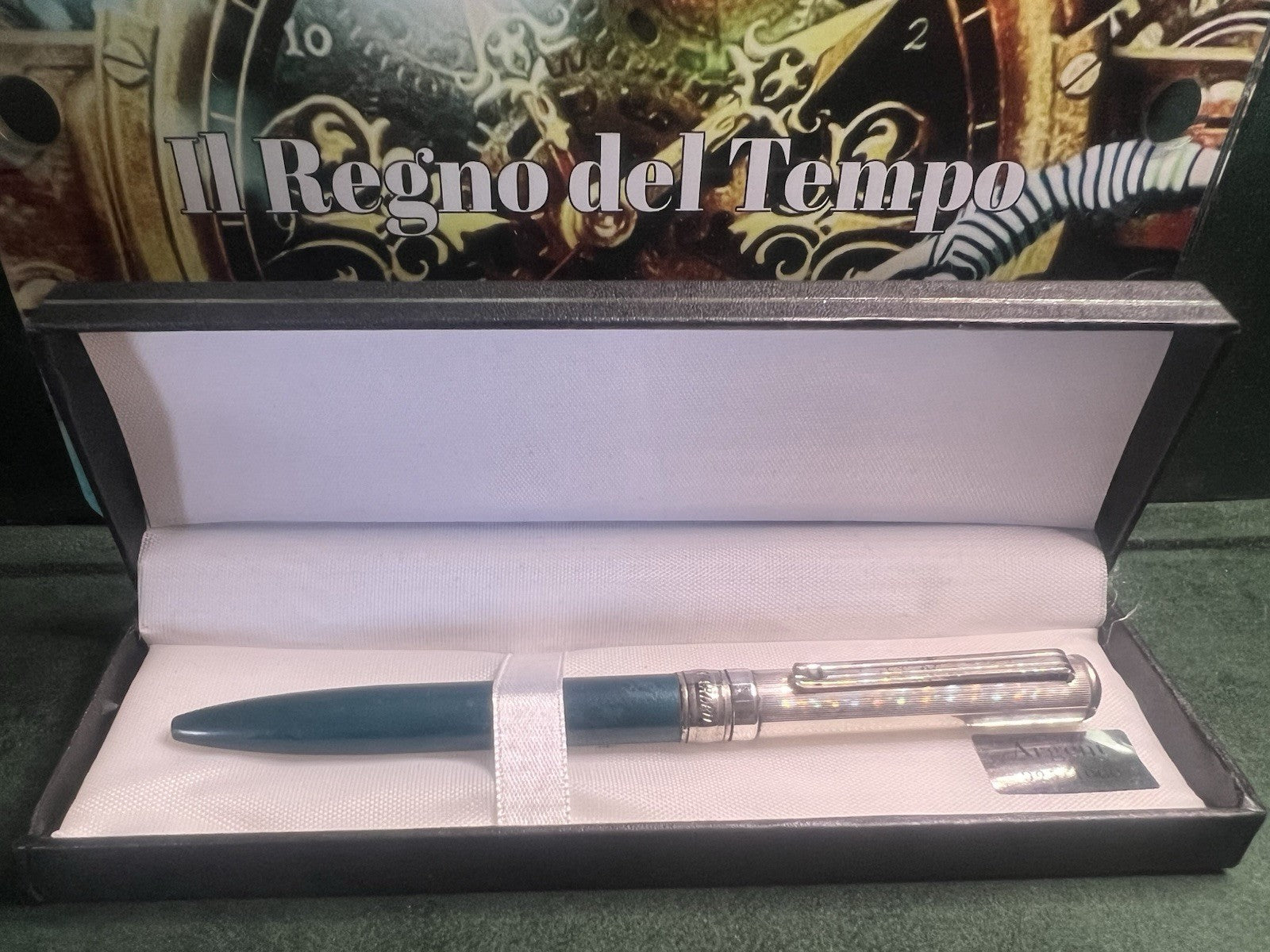 Marlen Stylo-Plume Sphère Argent 925 Et Vert Écrit Vintage