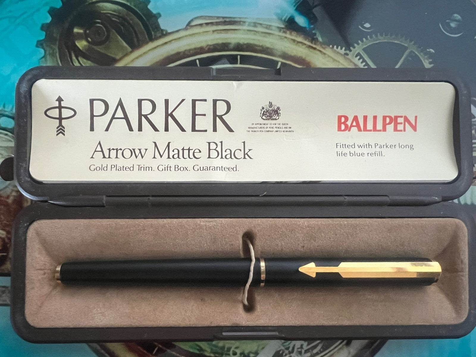 🔴 PARKER penna stilografica Arrow lacca nera profili dorati a cartuccia scrive