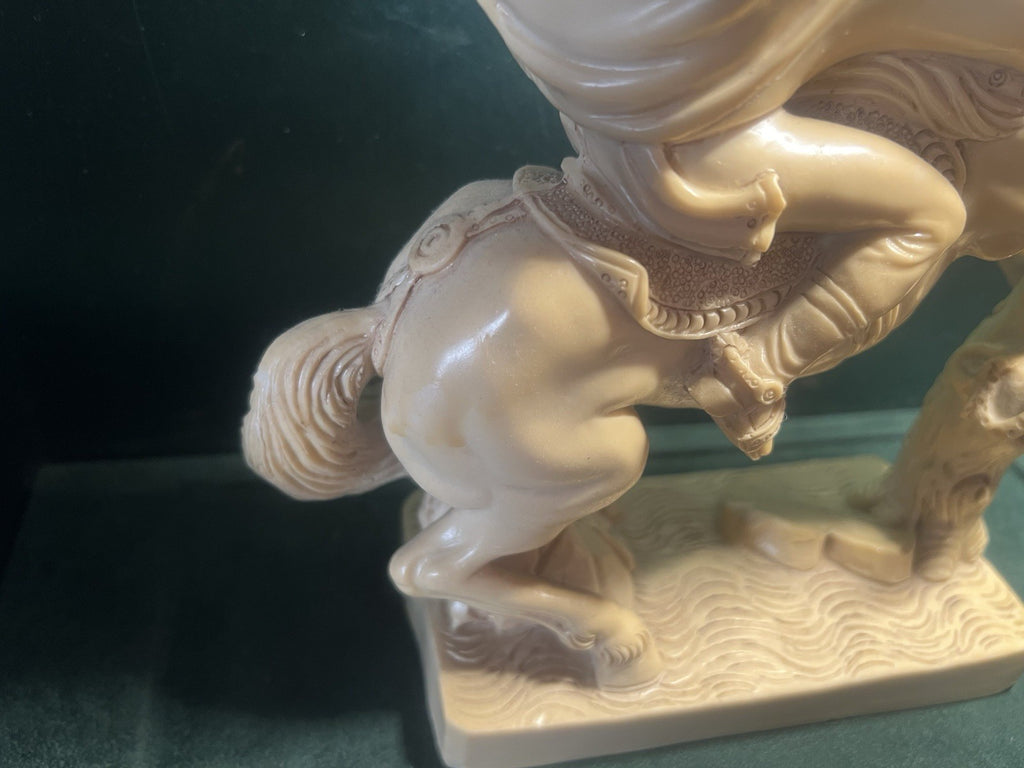 🔴 Statua scultura NAPOLEONE sul CAVALLO RAMPANTE polvere di marmo vintage