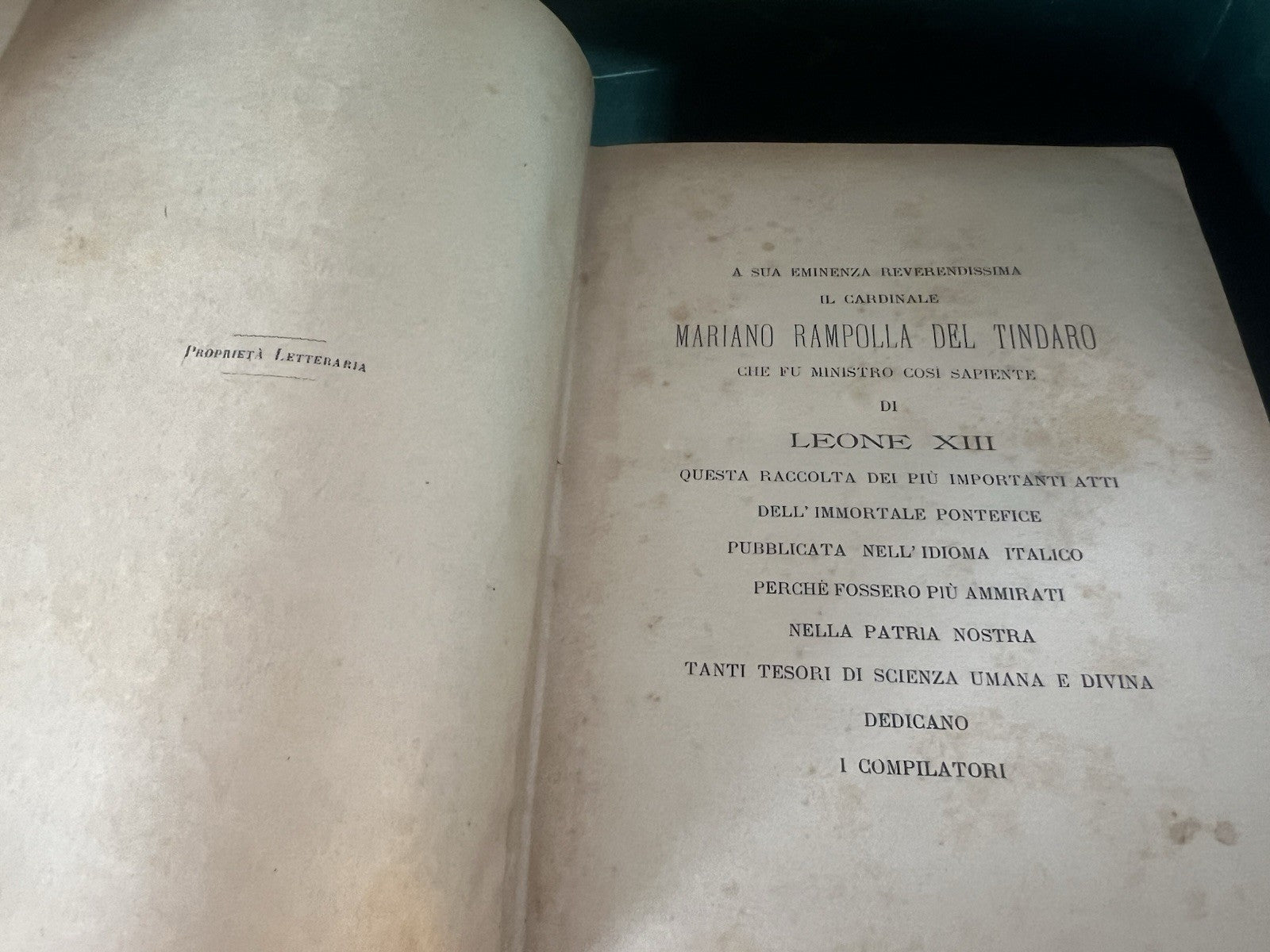 🔴 Libro ATTI DI LEONE XIII 13 parte 1 approvazione ecclesiastica antico 1903