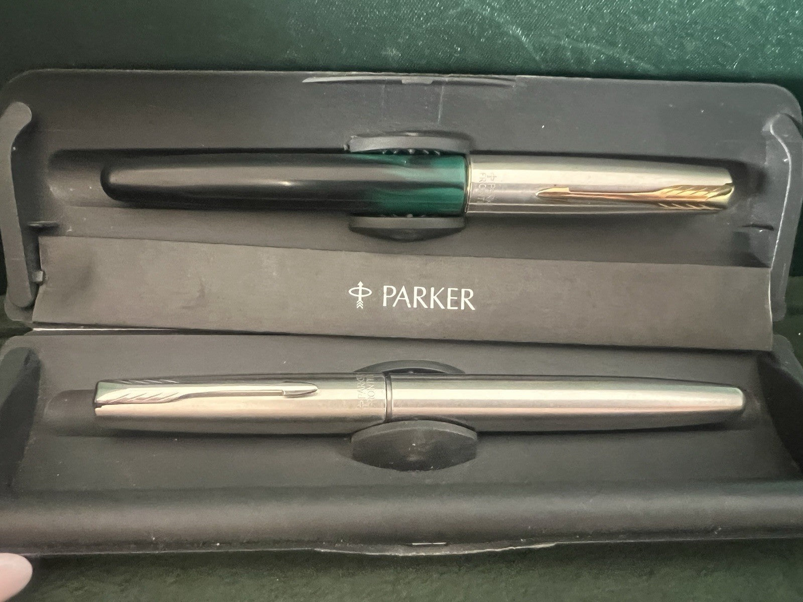 🔴 PARKER penne sfera Frontier cromata verde refill roller scrivono