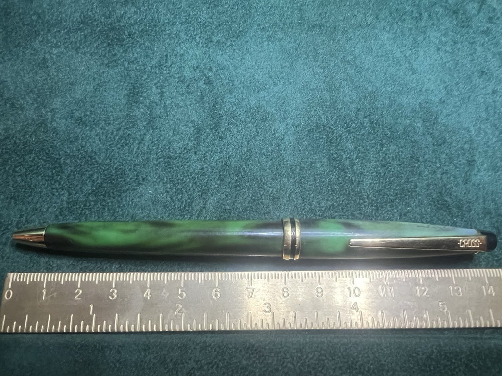 Kreuz Stylo-Plume Sphère Résine Vert Marbré Écrit Seltener Vintage 