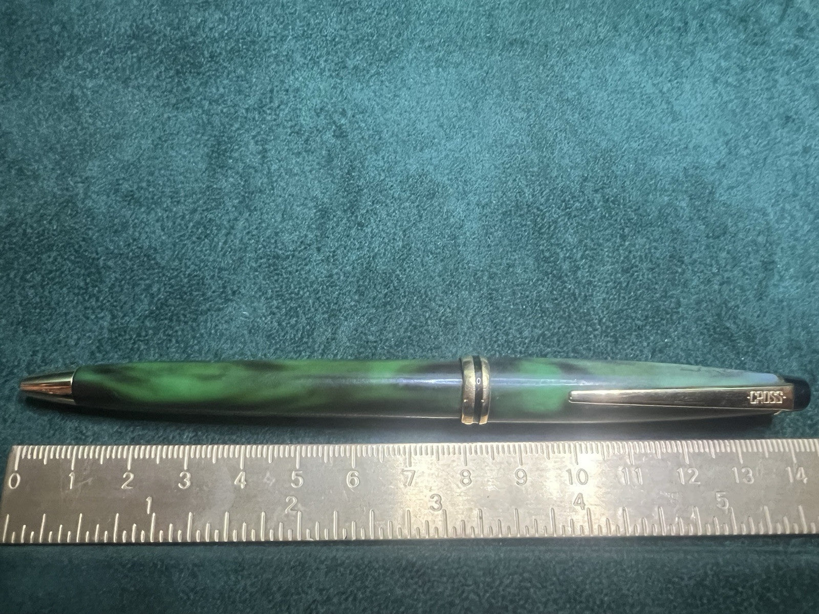 Kreuz Stylo-Plume Sphère Résine Vert Marbré Écrit Seltener Vintage 