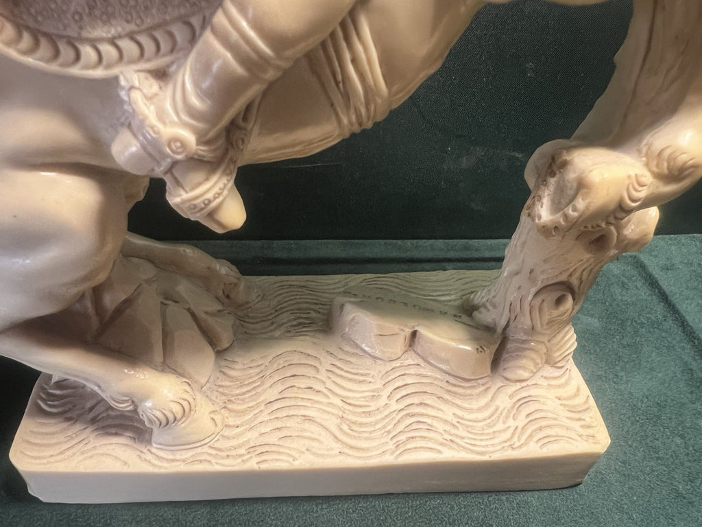 🔴 Statua scultura NAPOLEONE sul CAVALLO RAMPANTE polvere di marmo vintage