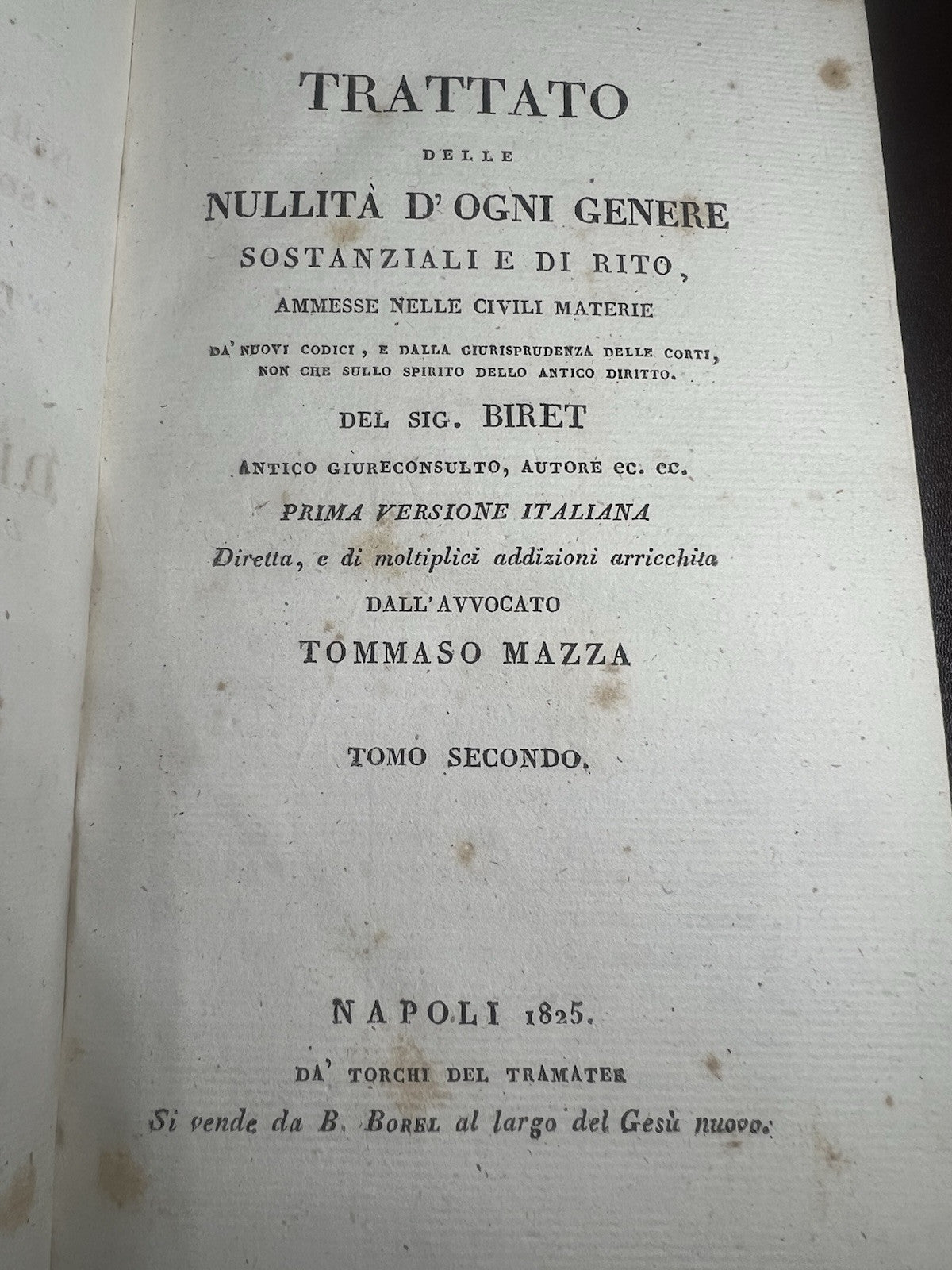 Livres Traité dans Le Nullita 'De Biret Tommaso Club Italien Anciens 1825 