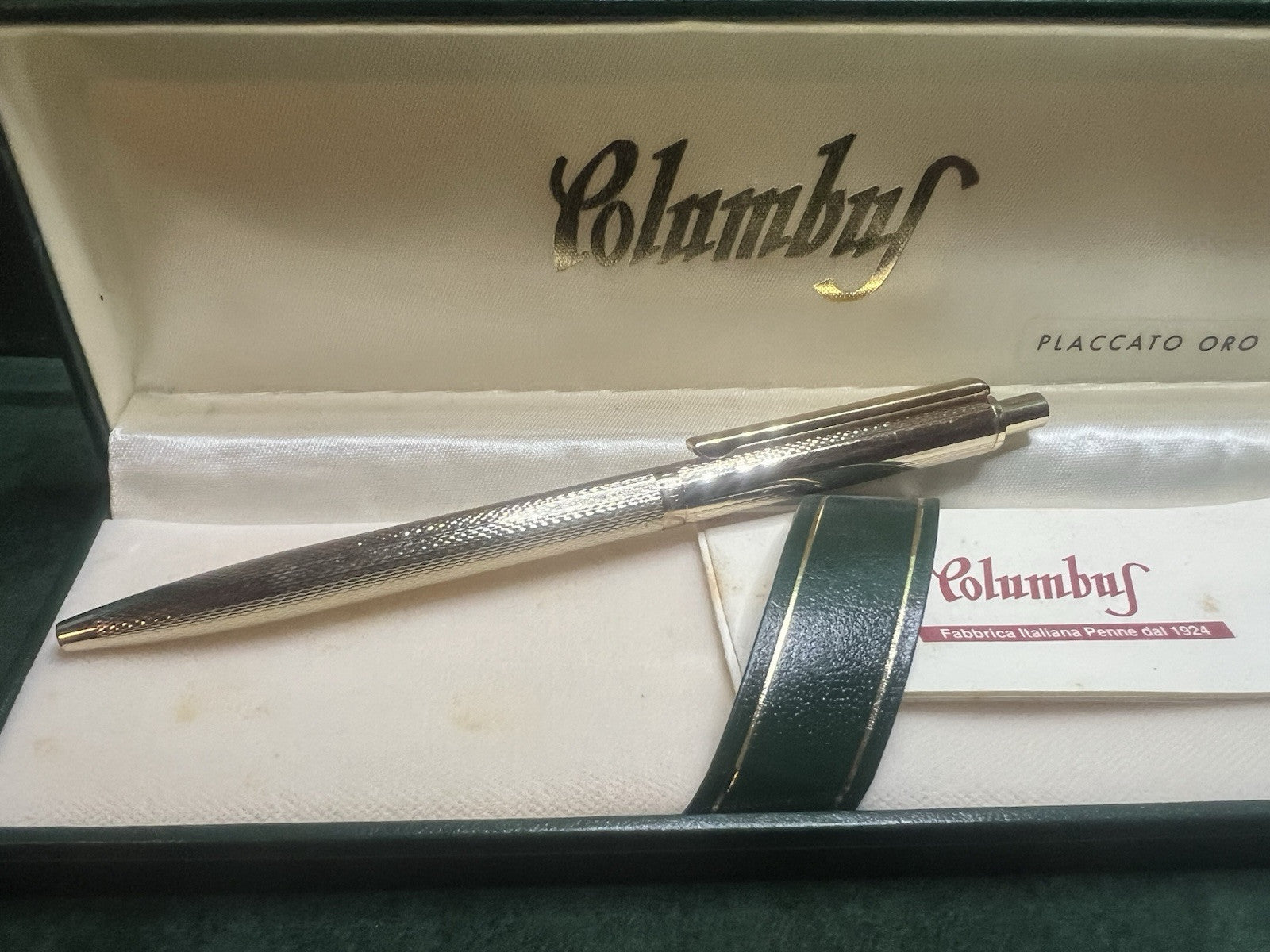 🔴 COLUMBUS penna sfera PLACCATA ORO scrive con garanzia ed astuccio vintage