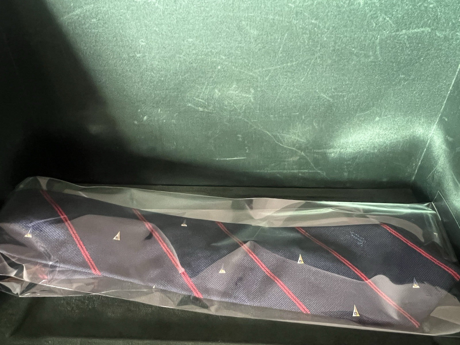 🔴 GUCCI cravatta uomo seta pura blu classica elegante con bandiera marinara