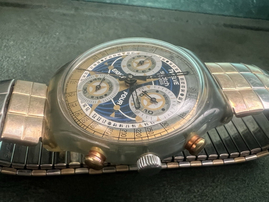 🔴 SWATCH orologio polso chrono LA REINE prochaine quarzo cinturino a molla