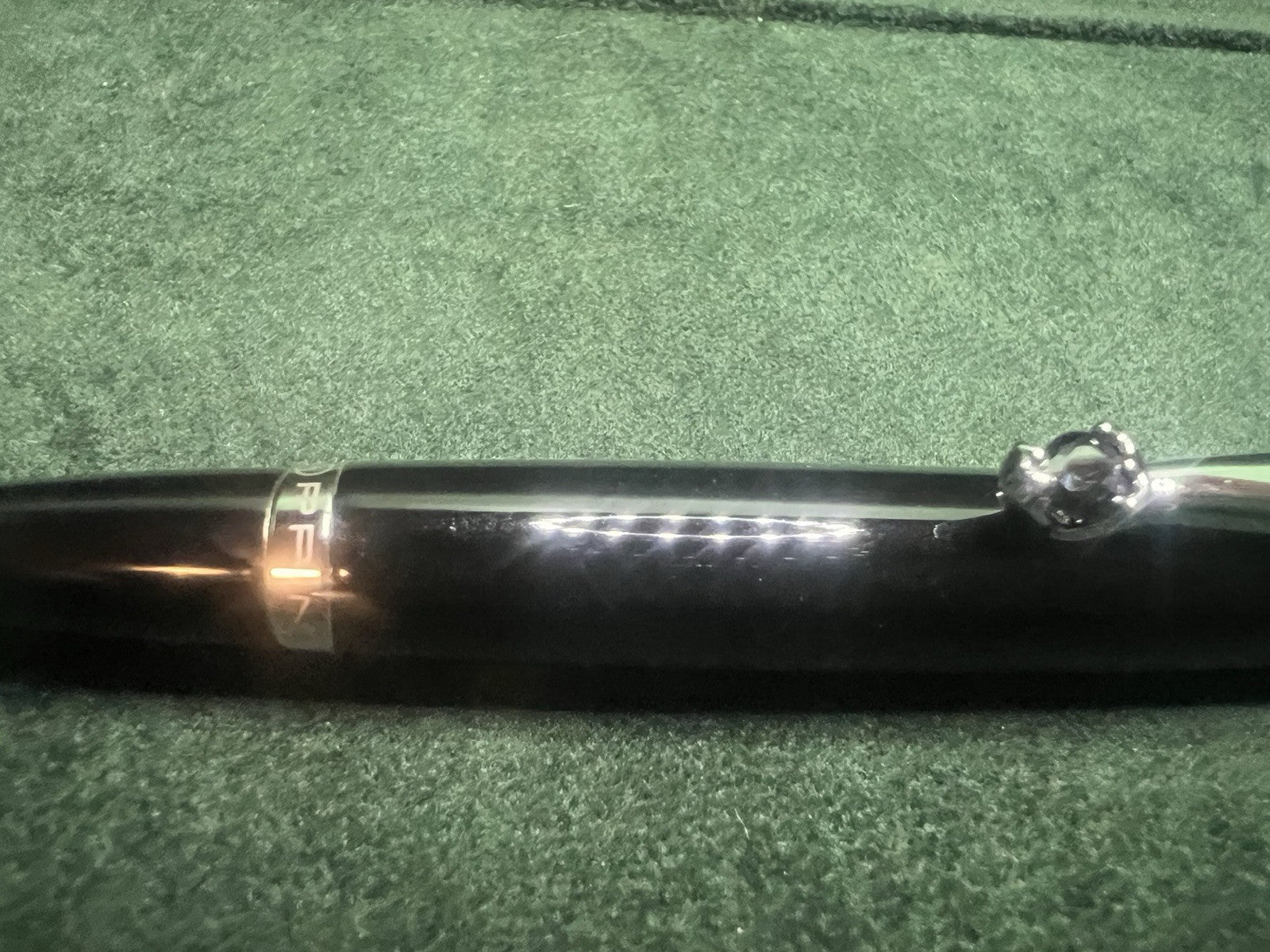 Zoppini Stylo-Plume Sphère Laque Noire Profils Chrome Avec Pierre Coeur Etui