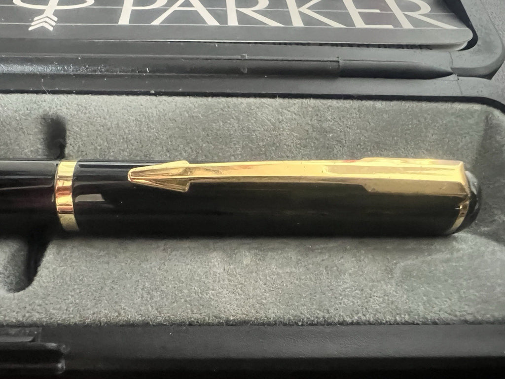 🔴 PARKER penna sfera roller VECTOR lacca nera scrive refill roller con astuccio