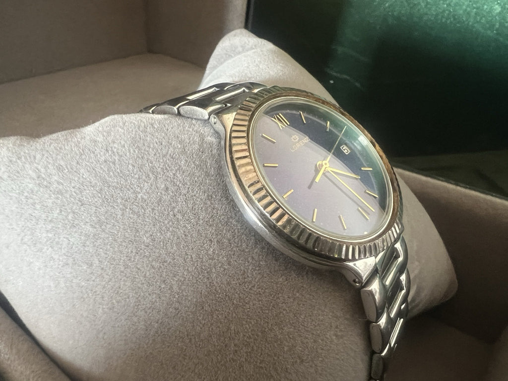 🔴 LORENZ orologio uomo quarzo 14560 blu cassa acciaio corona zaffiro cabochon