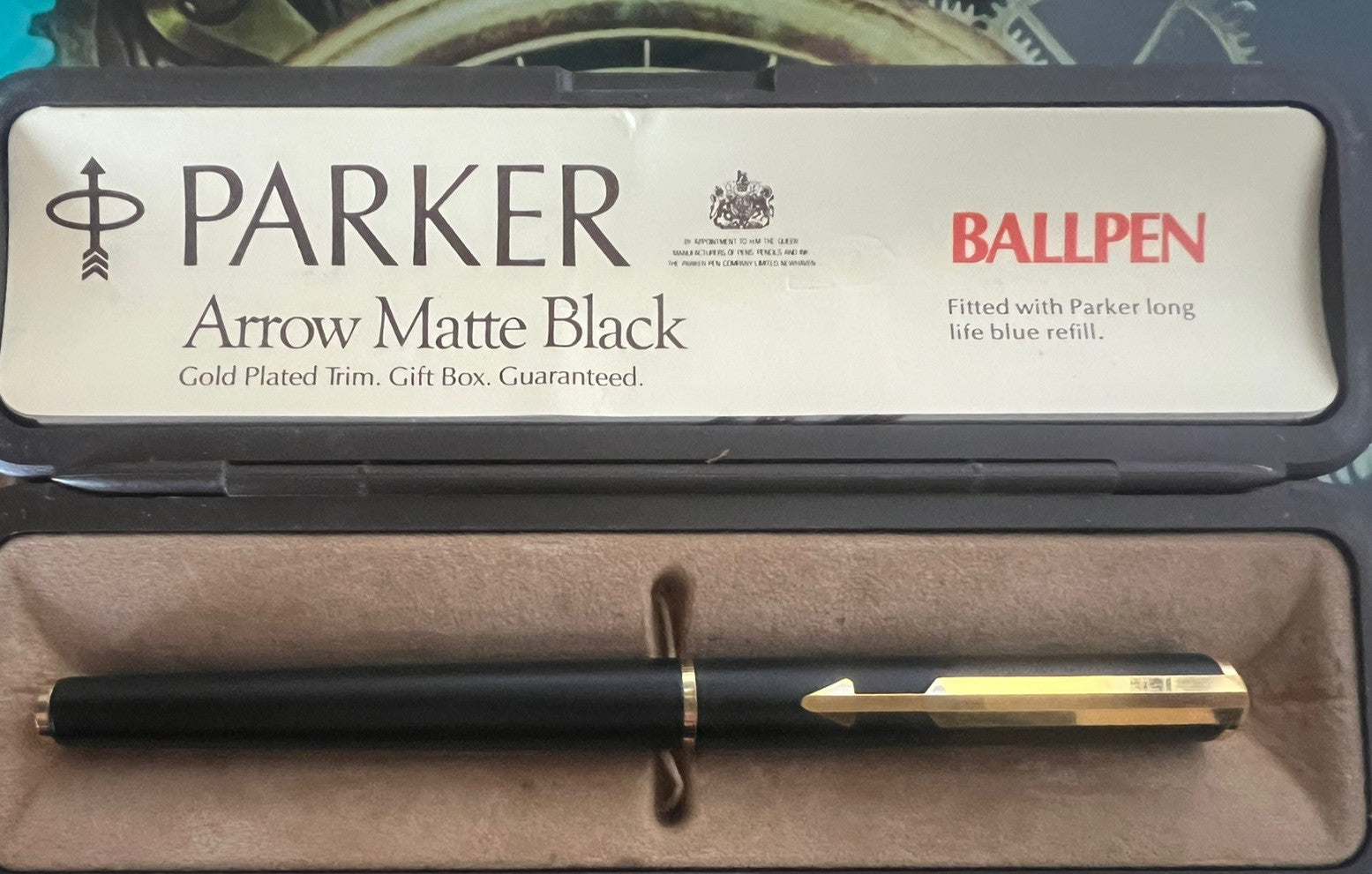 🔴 PARKER penna stilografica Arrow lacca nera profili dorati a cartuccia scrive