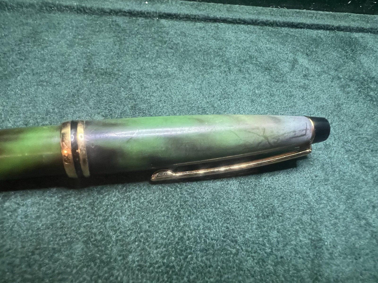 Kreuz Stylo-Plume Sphère Résine Vert Marbré Écrit Seltener Vintage 