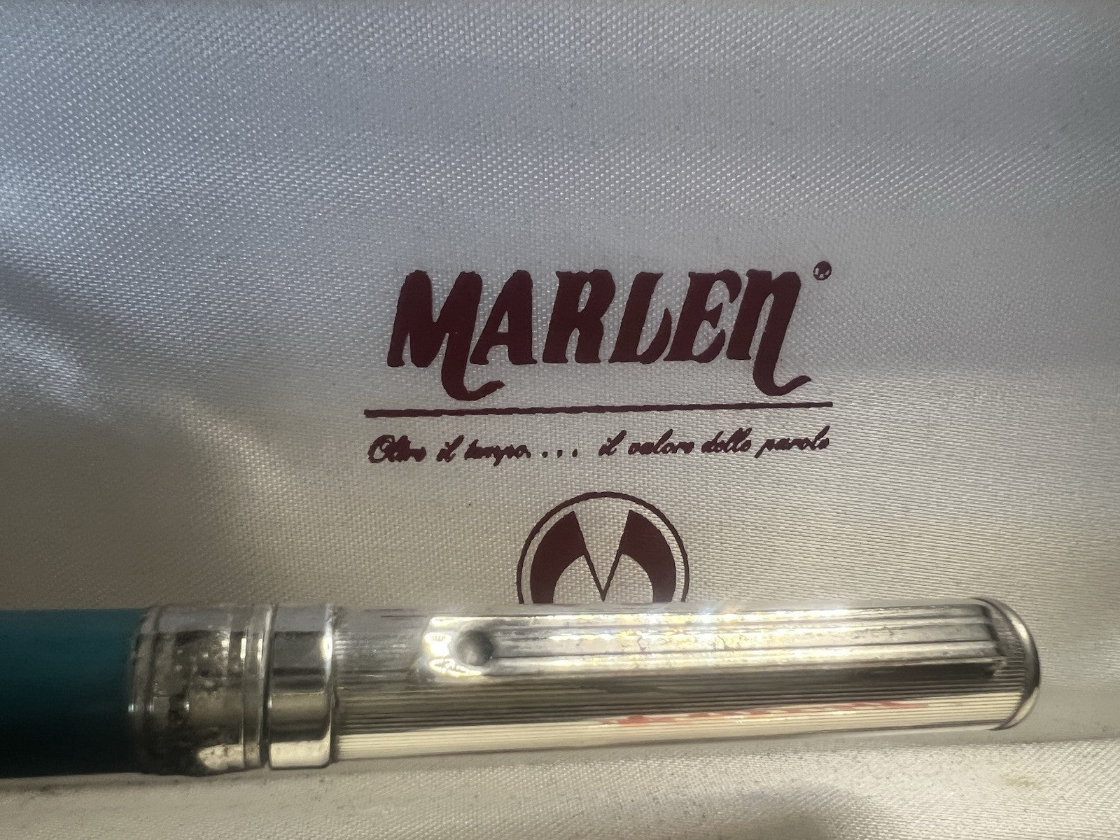Marlen Stylo-Plume Sphère Argent 925 Et Vert Écrit Vintage