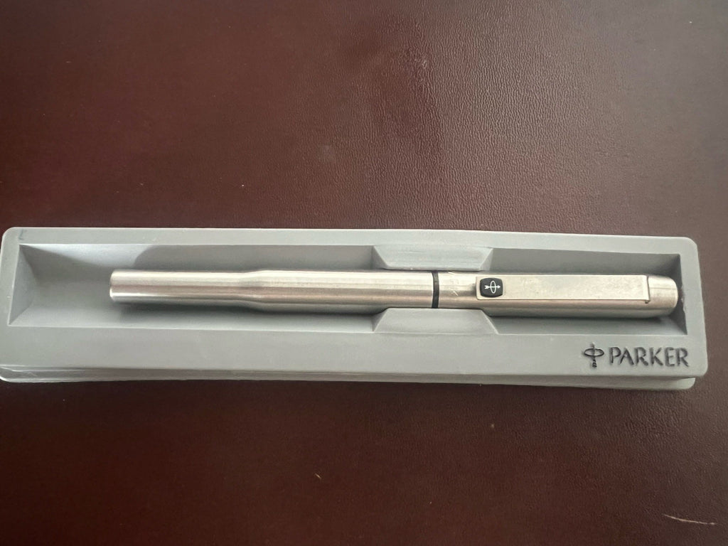 🔴 PARKER penna stilografica 25 cromata clip NERA scrive vintage 1970