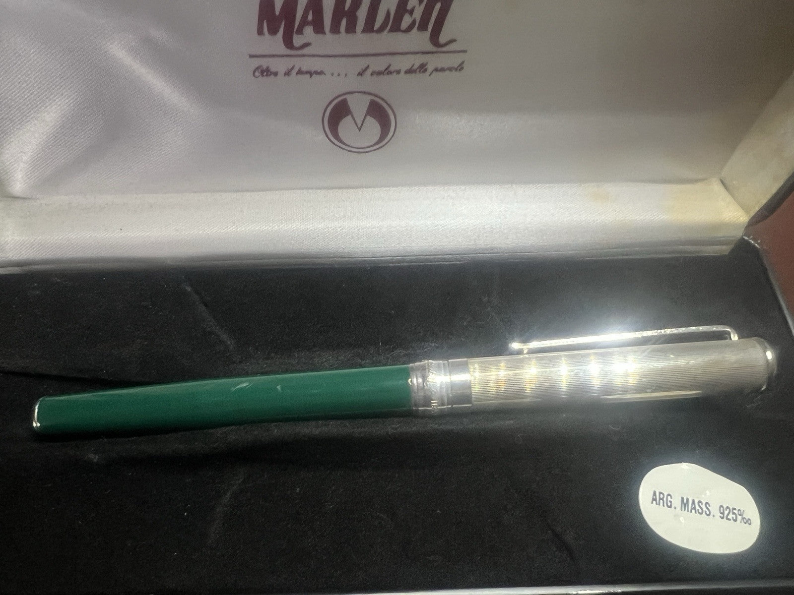 Marlen Stylo-Plume Stylo à Plume Argent 925 Laque Vert Iridium M Garantie
