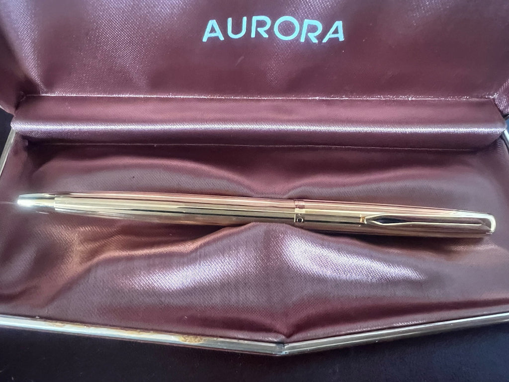 Aurora 98 Stylo-Plume Sphère Plaqué Or 22 KT Garantie Écrit Utilisé Vintage A