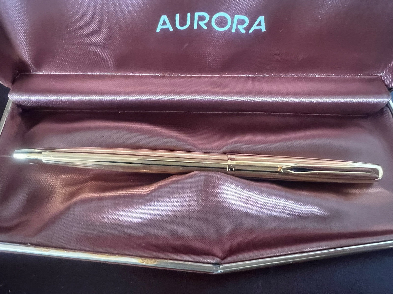 Aurora 98 Stylo-Plume Sphère Plaqué Or 22 KT Garantie Écrit Utilisé Vintage A 
