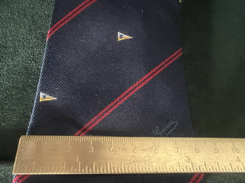 🔴 GUCCI cravatta uomo seta pura blu classica elegante con bandiera marinara