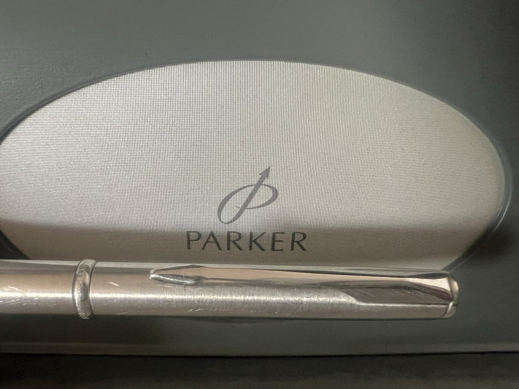 Parker Stylo-Plume Sphère Insignia N Chrome Satiné Avec Trousse Vintage 