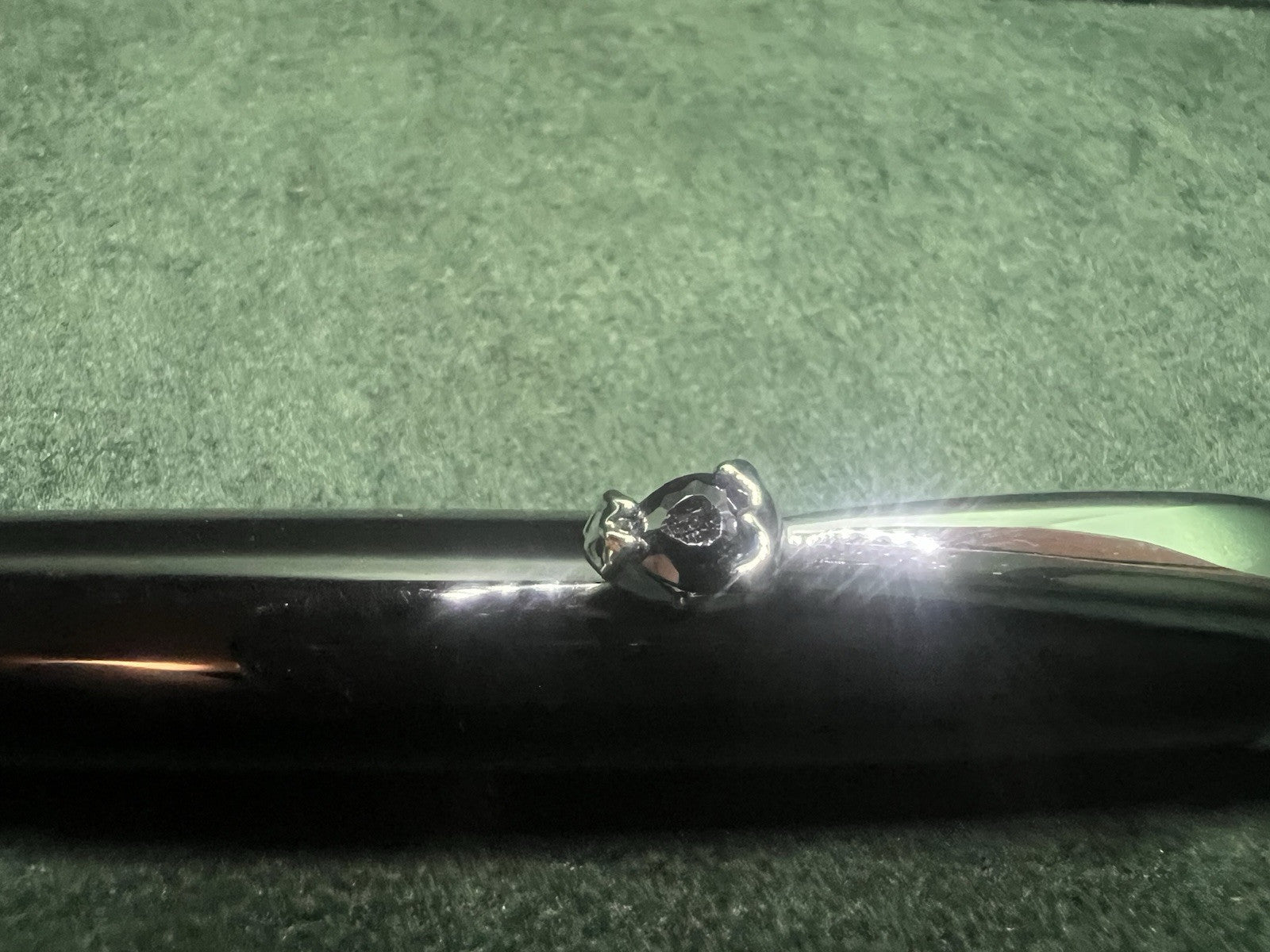 Zoppini Stylo-Plume Sphère Laque Noire Profils Chrome Avec Pierre Coeur Etui