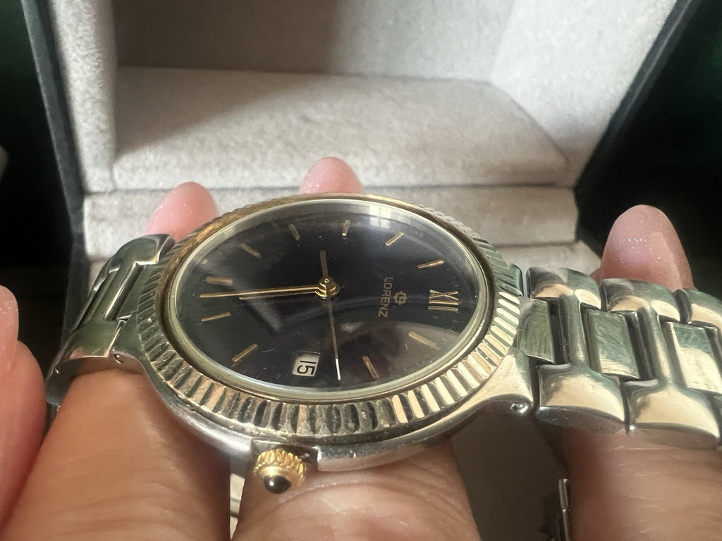 🔴 LORENZ orologio uomo quarzo 14560 blu cassa acciaio corona zaffiro cabochon