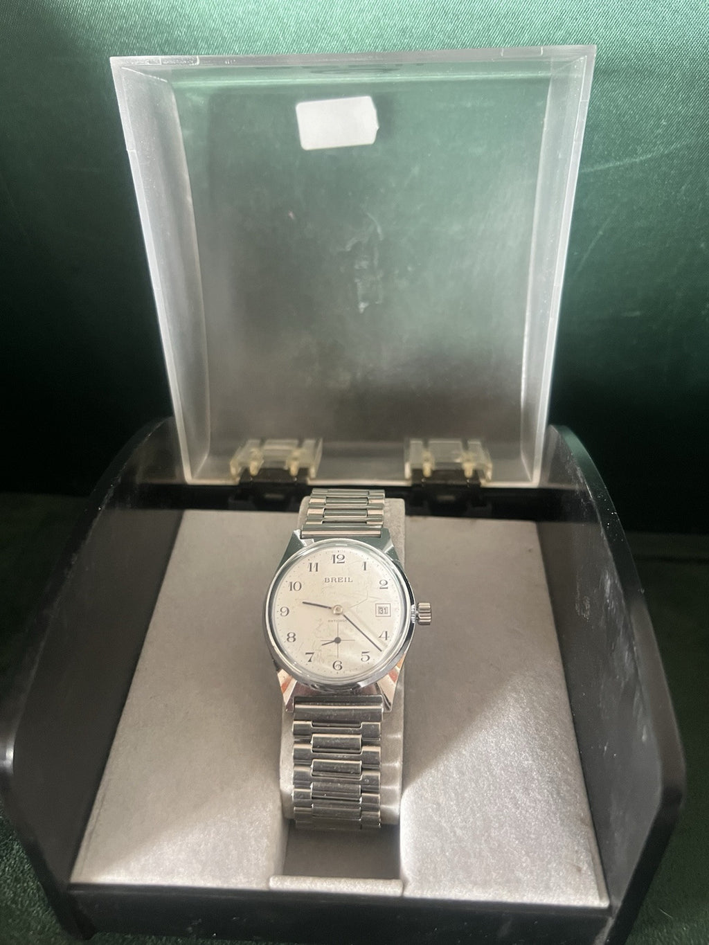 🔴 BREIL orologio acciaio carica manuale funziona con scatola vintage