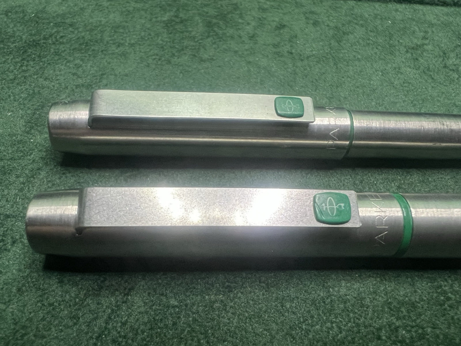 🔴 PARKER fountain pen 25 MKI GREEN clip and ballpoint set write vintage RARE 