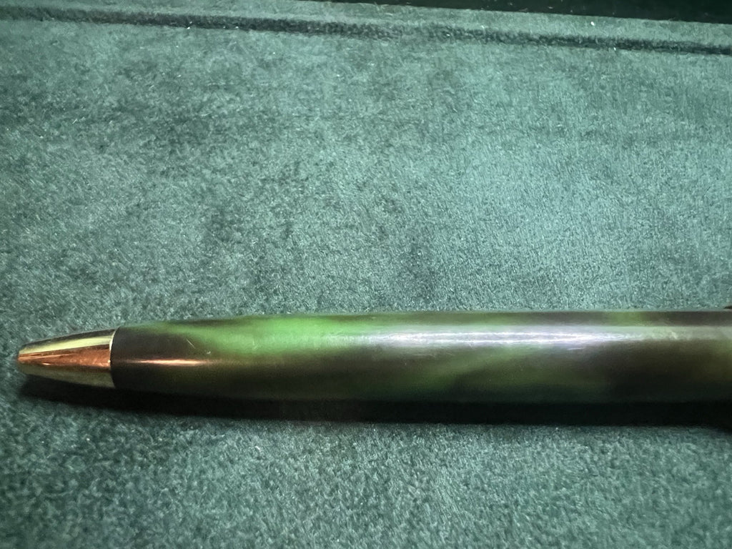 CROSS Ballpoint Pen Green Marbled Resin Writes RARE VINTAGE