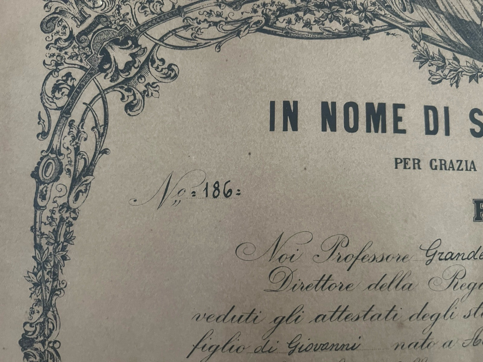 Regno Italie Diplôme Universitaire Ingénierie Vittorio Emanuele III 1924