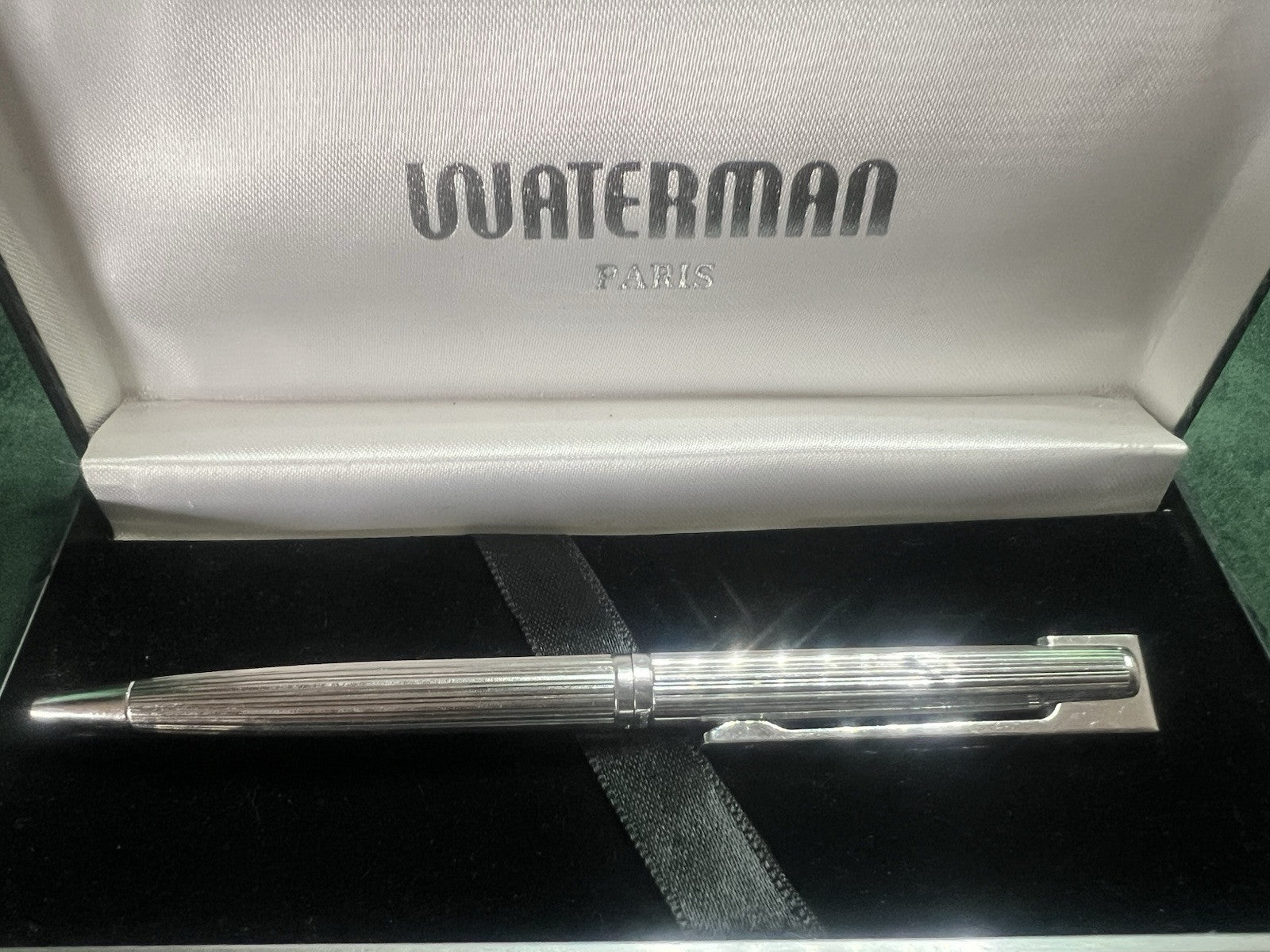 Waterman Stylo-Plume Sphère Drop Argent 925 Plaqué Platine Écrit Rare Vintage 