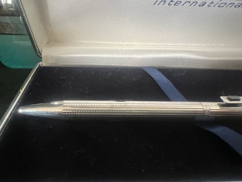 🔴 MORRIS penna sfera placcata argento 999 con astuccio vintage