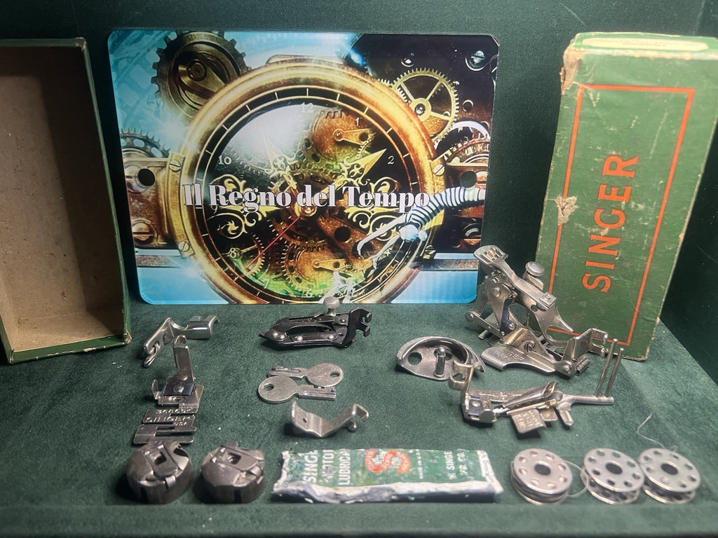 🔴 SINGER Nähmaschinenzubehör 1600809 mit Vintage-Schmierstoffbox 