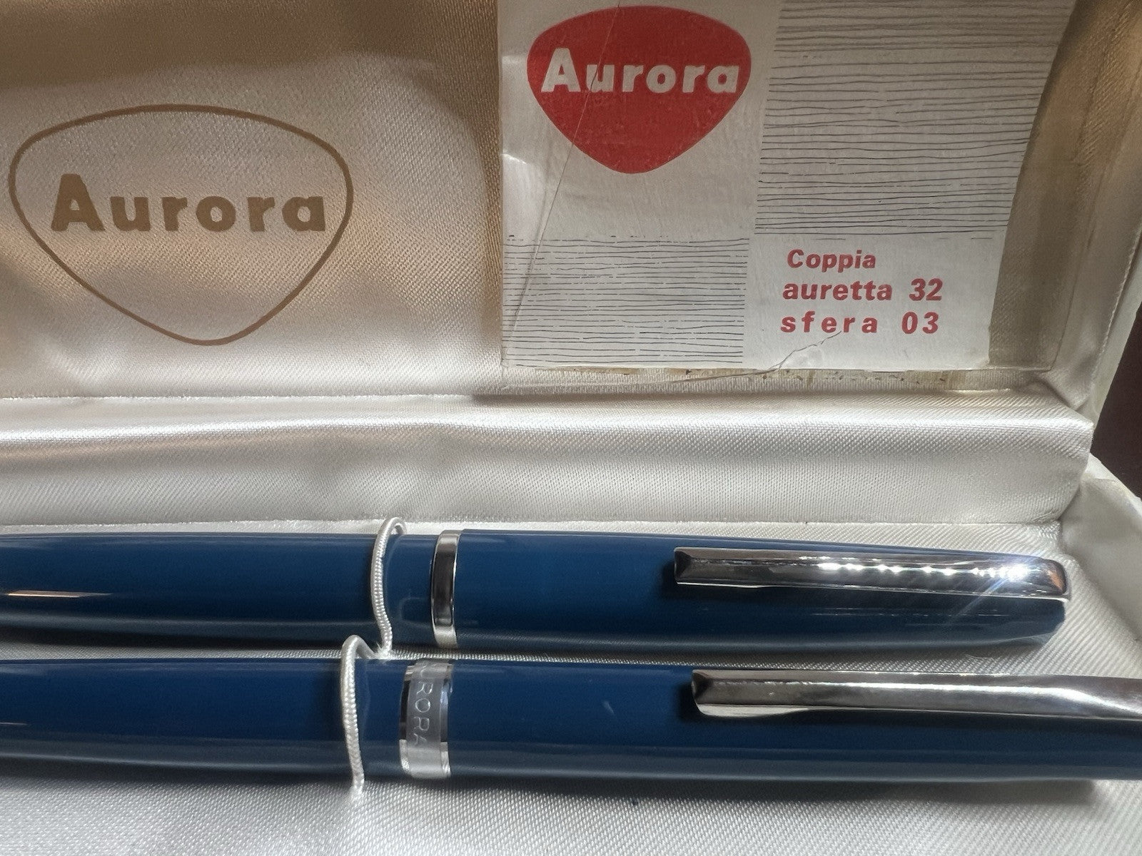 Auretta Pens Stylo à Plume Sphère Bleu par Aurora M Garantie Trousse Vintage 