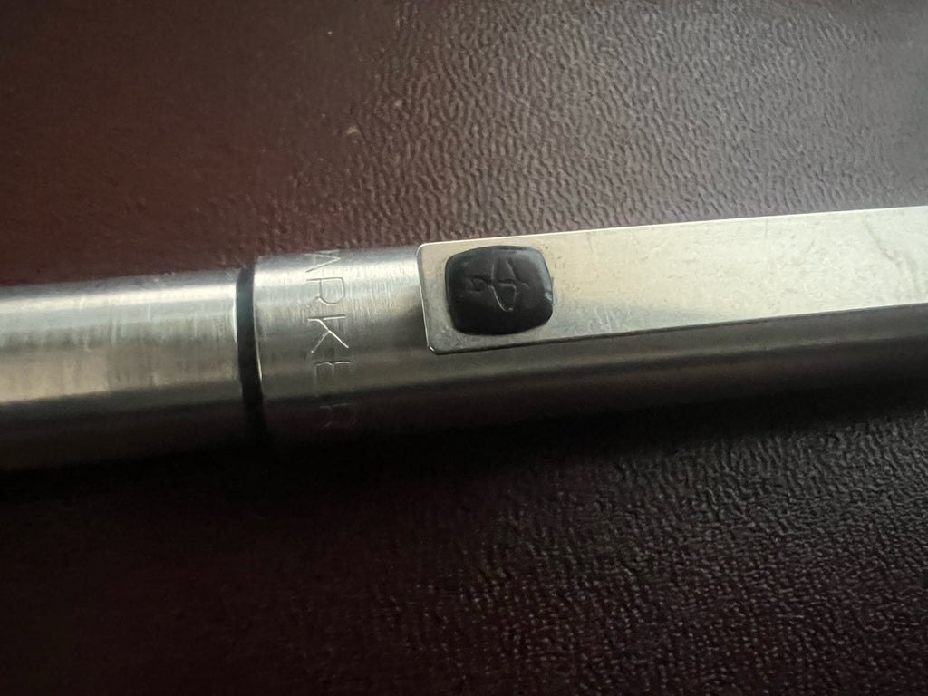 🔴 PARKER penna sfera 25 CROMATA clip sigillo NERO scrive vintage 1970