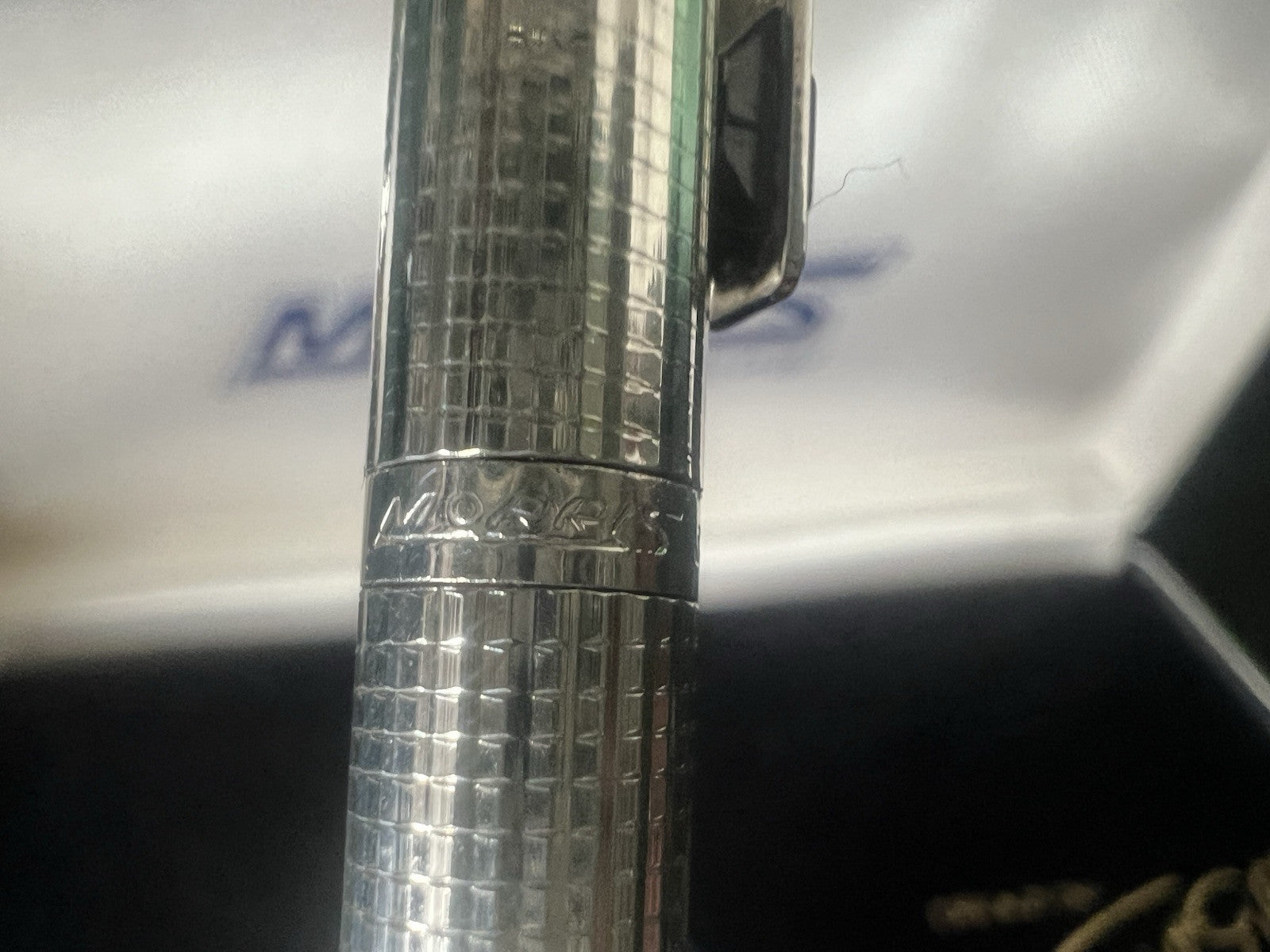 Morris Kugelschreiber, versilbert (999), mit Etui, Vintage 