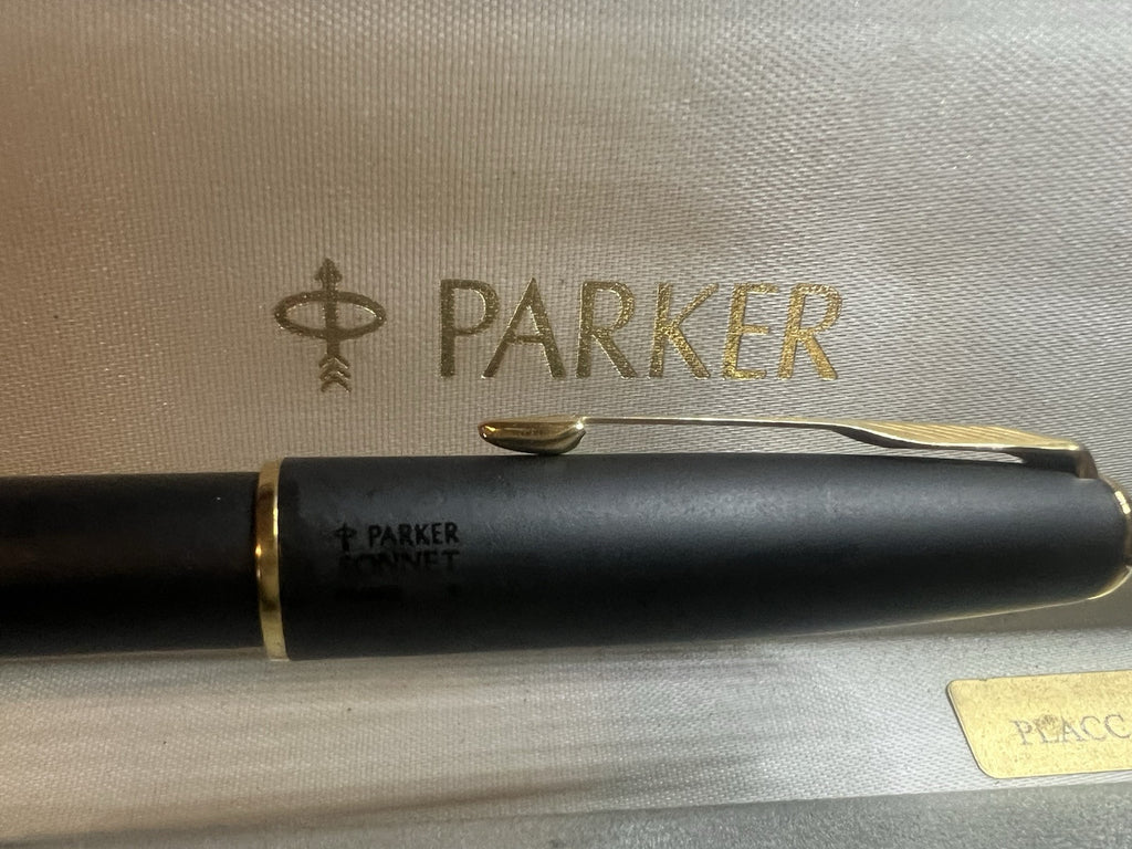 🔴 PARKER penna stilografica Sonnet P Francia nera e placcata oro pennino M
