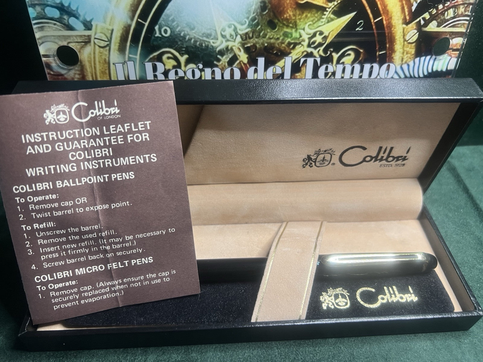 🔴 JHON STERLING Kugelschreiber, schwarzer Lack, goldene Profile, Kolibri-Garantiebox 