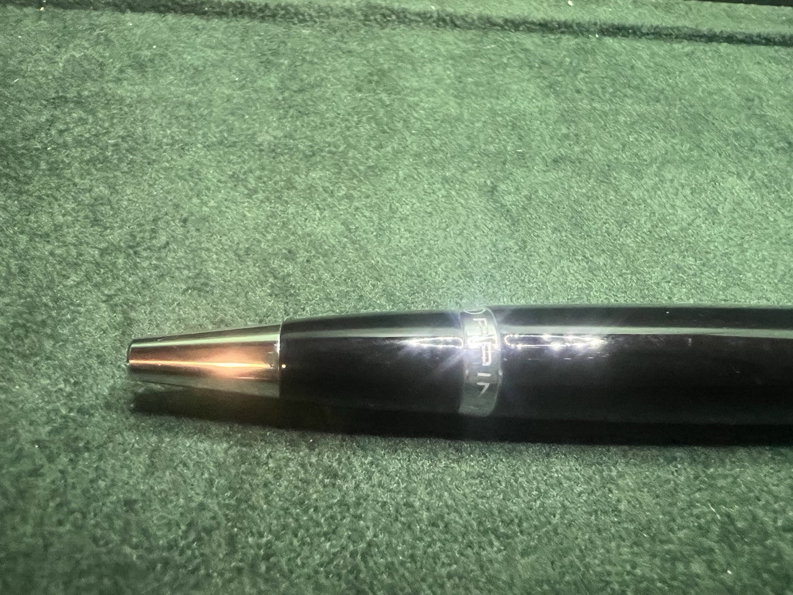 Zoppini Pen Sphere Lacquer Black Trim Chrome With Stone Heart Pencil Case