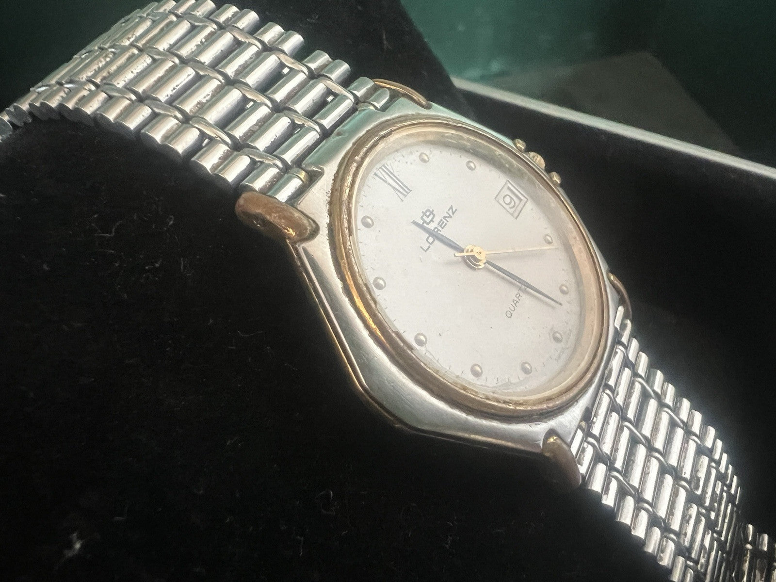 🔴 LORENZ orologio uomo al quarzo acciaio e laminato funziona vintage