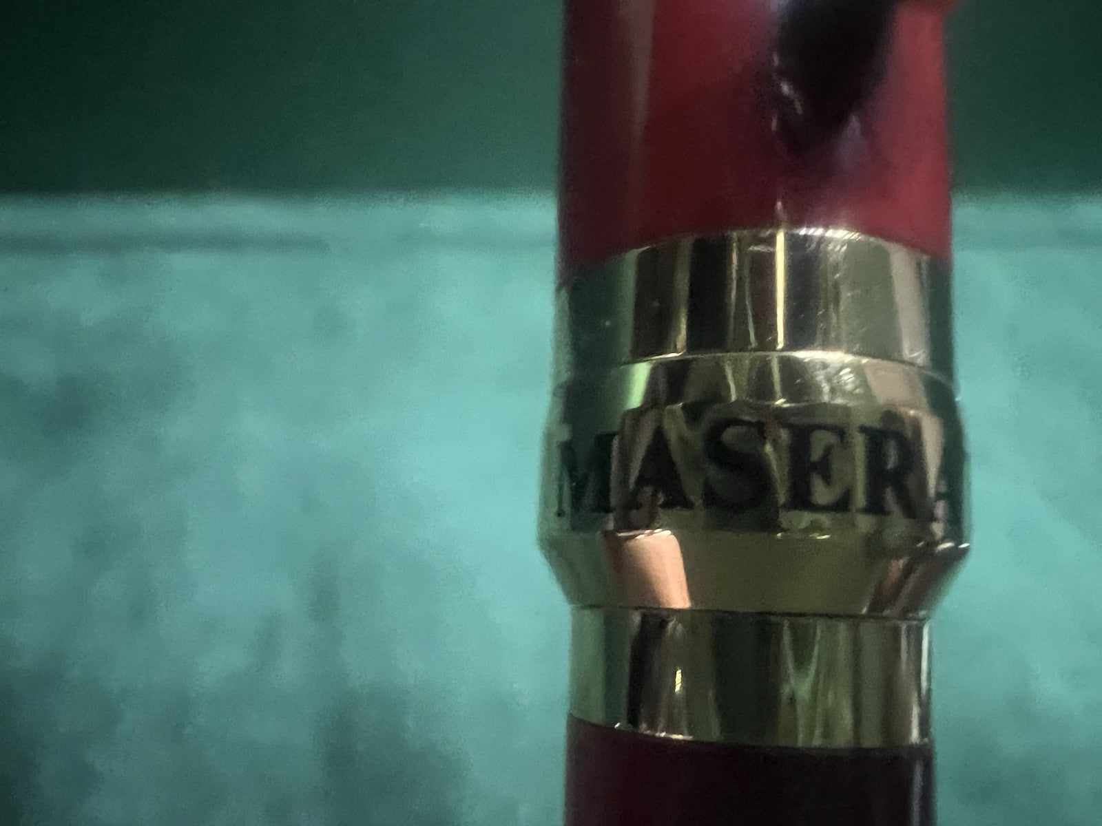 🔴 MASERATI penna sfera lacca rossa bordeaux a rotazione scrive mai usata