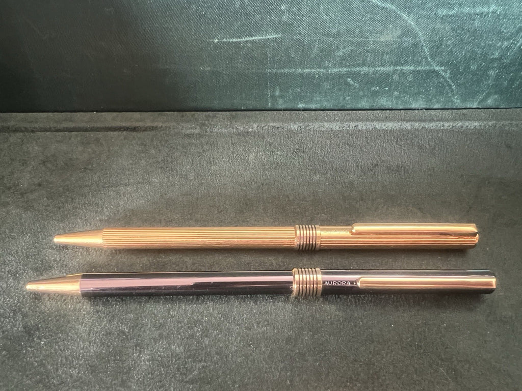 AURORA Golden Ballpoint Pens And Gunmetal Write 2 PENS 