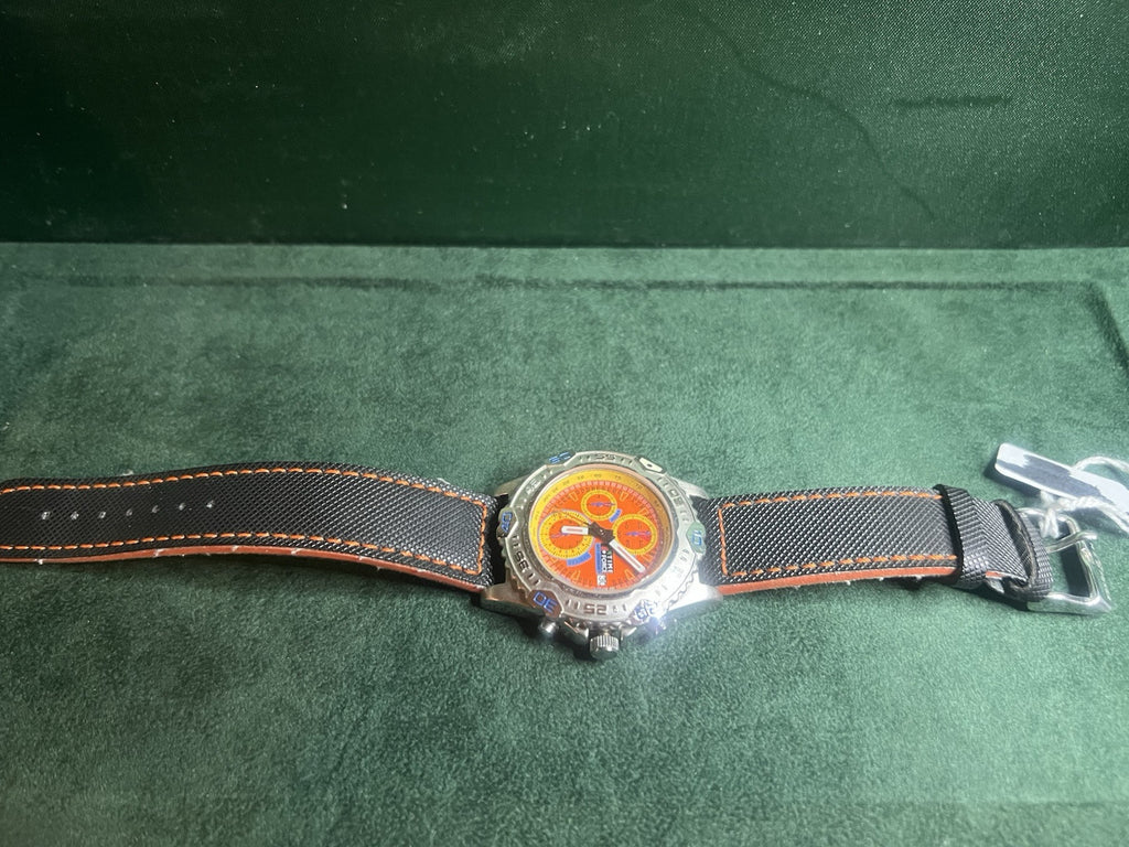 TIME FORCE Chronographe Montre Hommes Cadran Orange Virole Tournant 