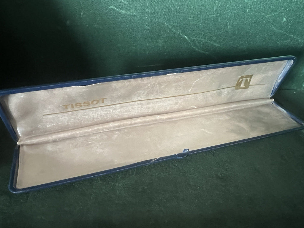 Tissot Boîtier Boîte Montre Trousse Housse Coffret Bleu Vintage 