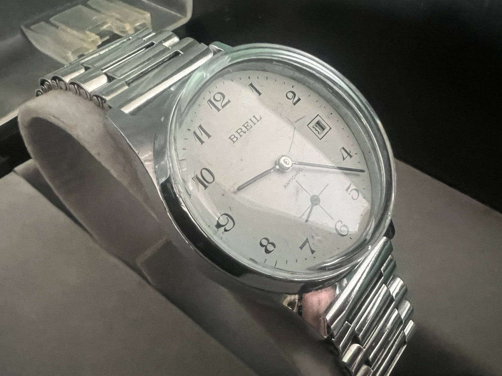 Breil Watch Steel Manual Winding Works with Box Vintage