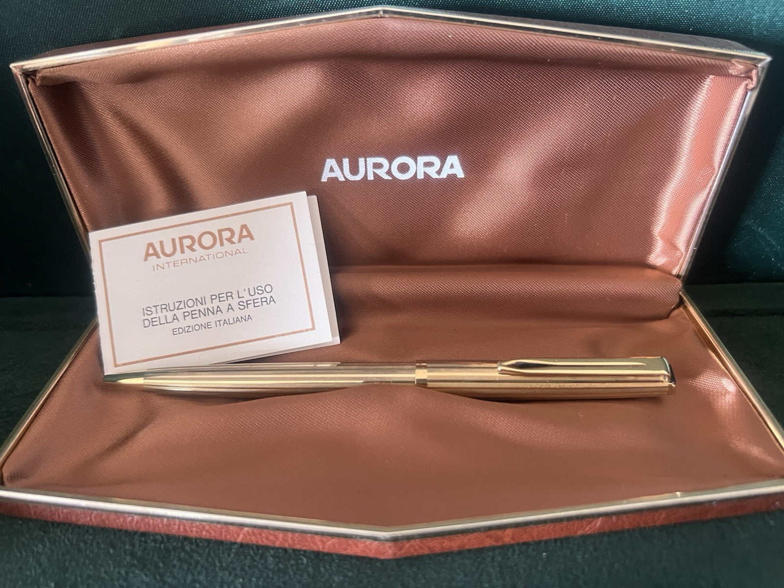 Aurora 98 Stylo-Plume Sphère Plaqué Or 22 KT Utilisé Garantie Écrit Vintage